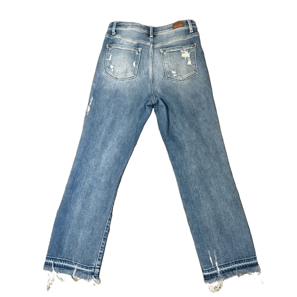 Judy Blue Jeans Womens 5/27 Blue Sraight Fit Distressed Ripped Stretch JB82436MD - Picture 9 of 10